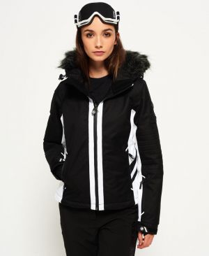  New Womens Superdry Super Slalom Ski Jacket Black